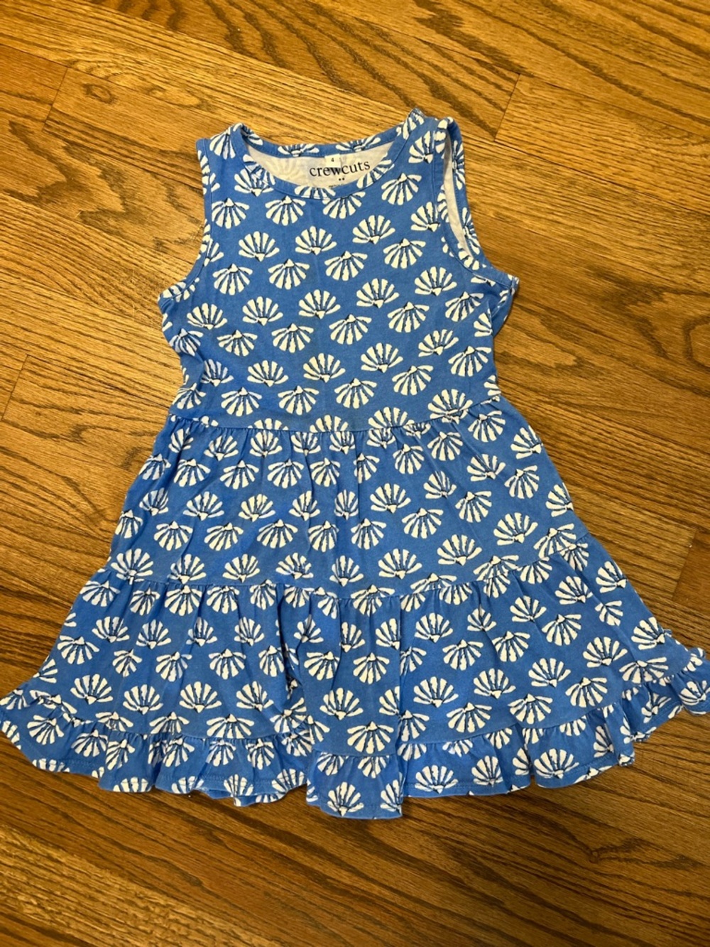 J. Crew Blue Shell-Print Sleeveless Cotton Dress